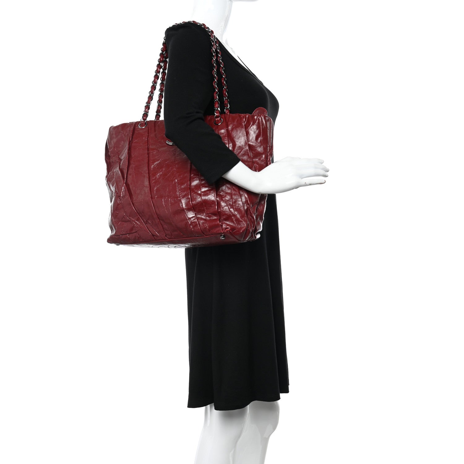 Chanel Glazed Calfskin Twisted Large Tote Red 2 of 10