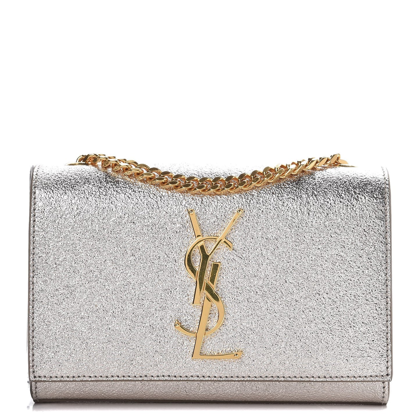 Metallic Calfskin Small Classic Monogram Kate Satchel Pale Gold
