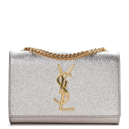 Saint Laurent Metallic Calfskin Small Classic Monogram Kate Satchel Pale Gold 1 of 11