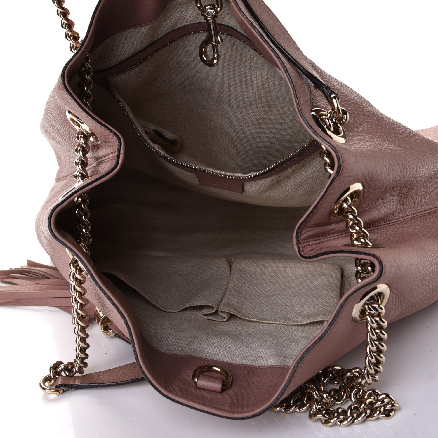 Gucci Pebbled Calfskin Medium Soho Chain Shoulder Bag Dark Cipria 6 of 7