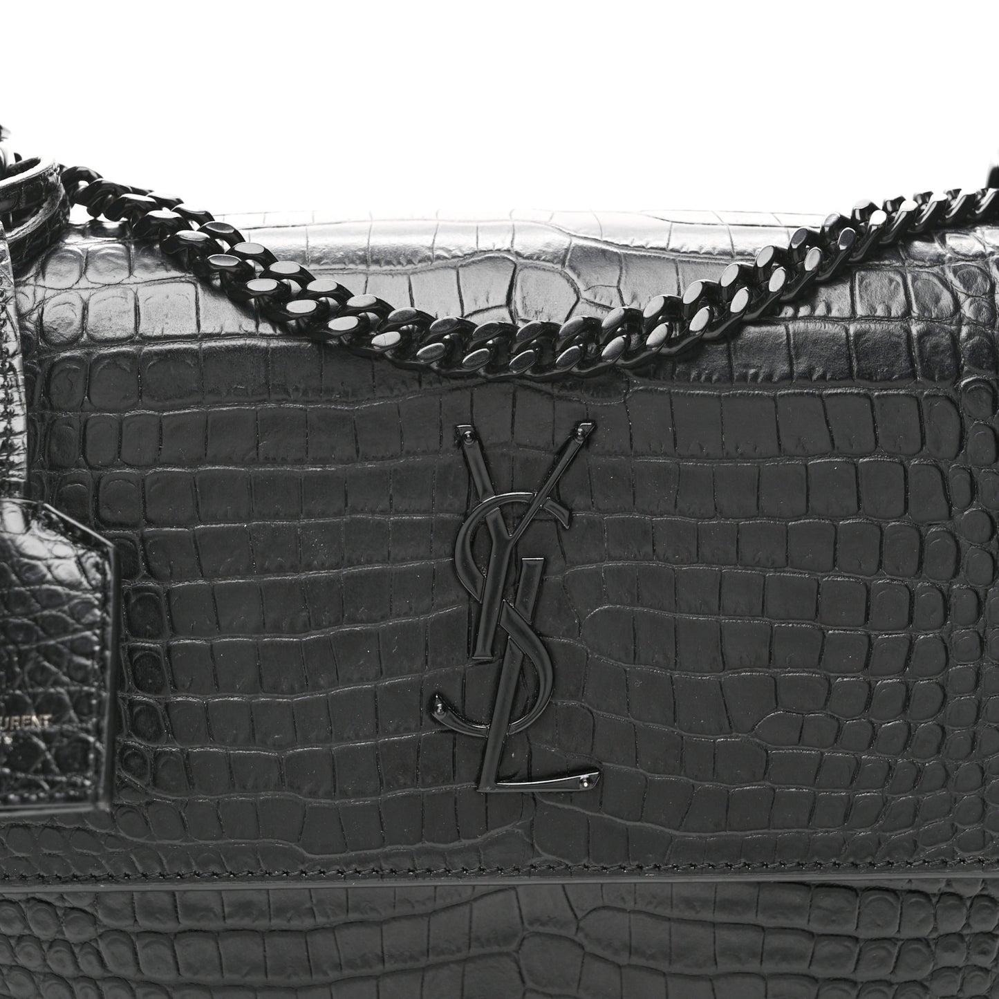 Calfskin Crocodile Embossed Medium Monochrome Monogram Sunset Black
