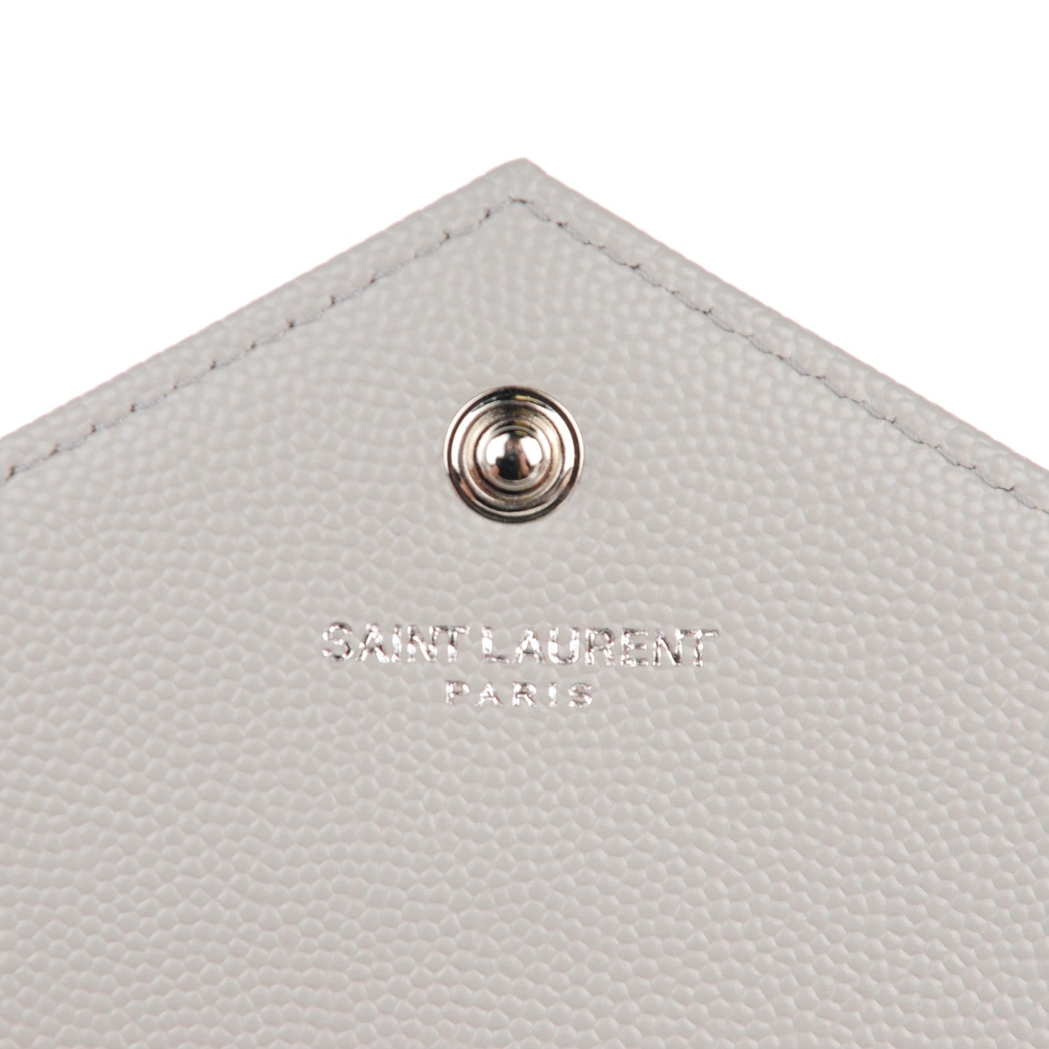 Saint Laurent Grain De Poudre Matelasse Chevron Monogram Chain Wallet Light Grey 6 of 9