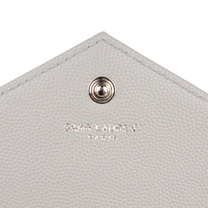 Saint Laurent Grain De Poudre Matelasse Chevron Monogram Chain Wallet Light Grey 6 of 9