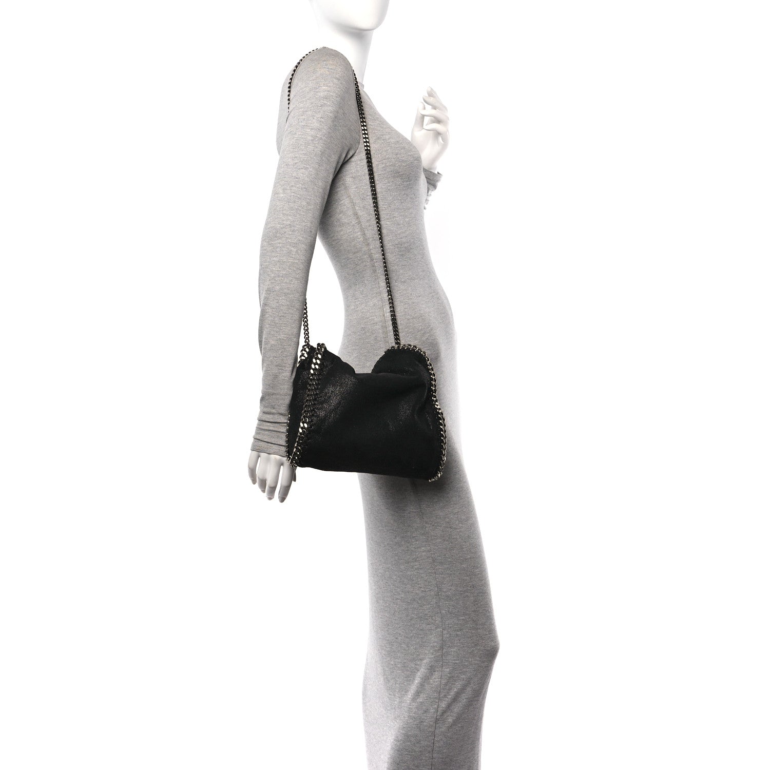 Stella McCartney Shaggy Deer Mini Falabella Fold Over Tote Black 2 of 10