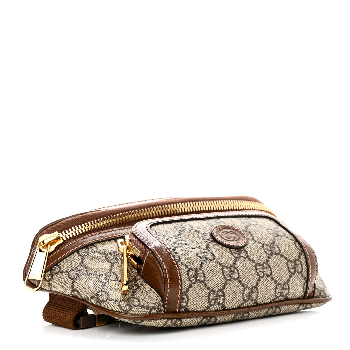 GG Supreme Monogram Textured Calfskin Retro Interlocking G Belt Bag Beige Ebony Brown Sugar