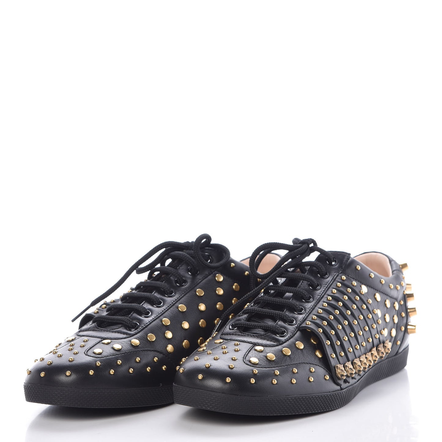 Calfskin Mens Studded Sneakers 8.5 Black
