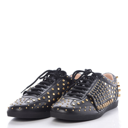 Gucci Calfskin Mens Studded Sneakers 8.5 Black 3 of 8