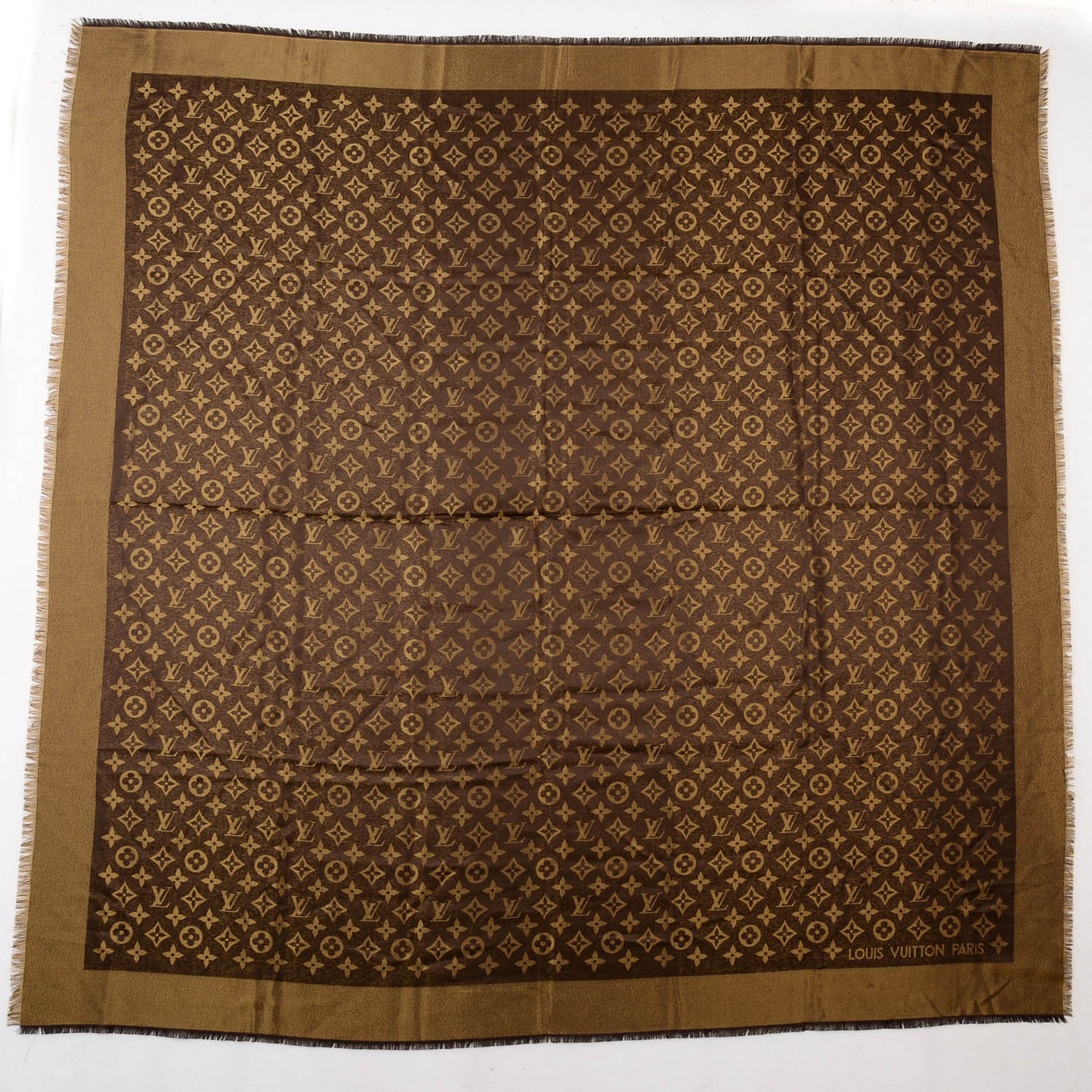 Silk Lurex Wool Monogram Shine Shawl Marron