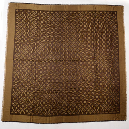 Louis Vuitton Silk Lurex Wool Monogram Shine Shawl Marron 3 of 5