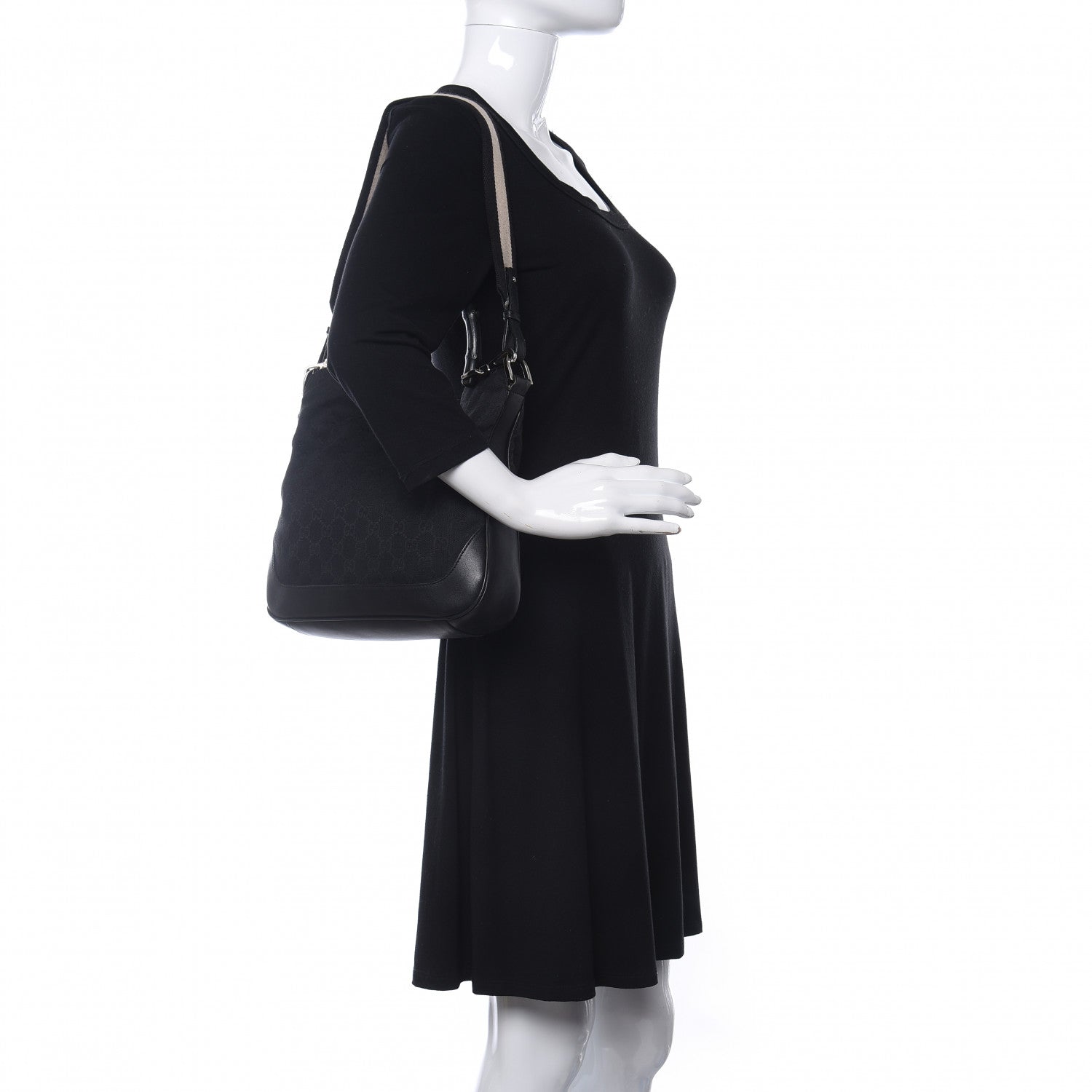 Gucci Monogram Bamboo Top Handle Bag Black 2 of 10