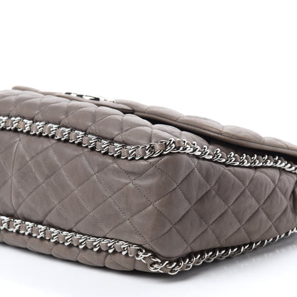 Chanel Washed Lambskin Quilted Chain Around Maxi Flap Taupe 7 of 11