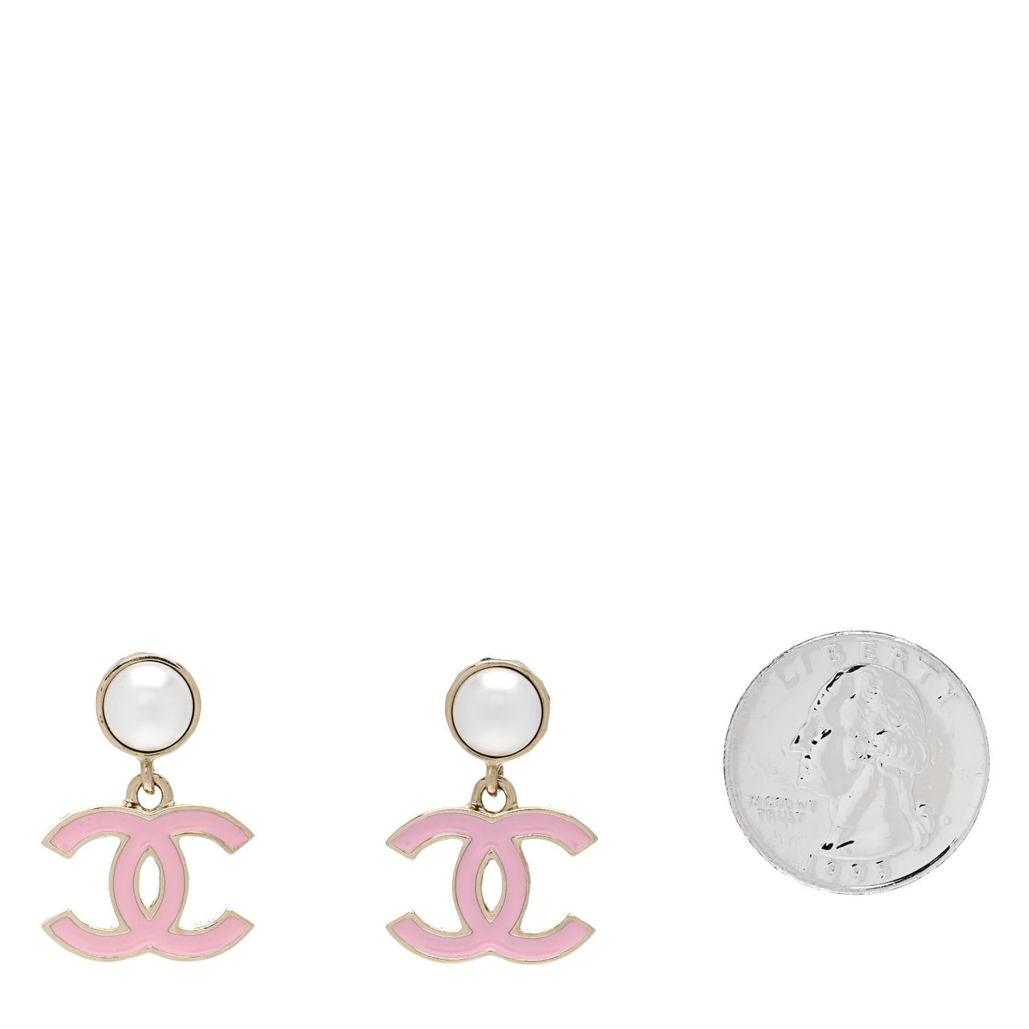 Pearl Enamel CC Drop Earrings Pink