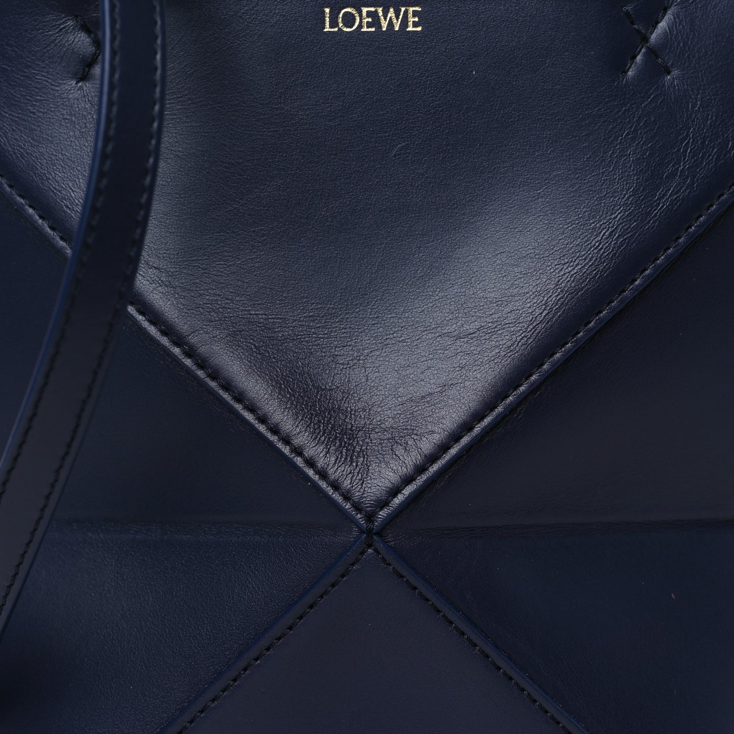 Shiny Calfskin Mini Puzzle Fold Tote Navy