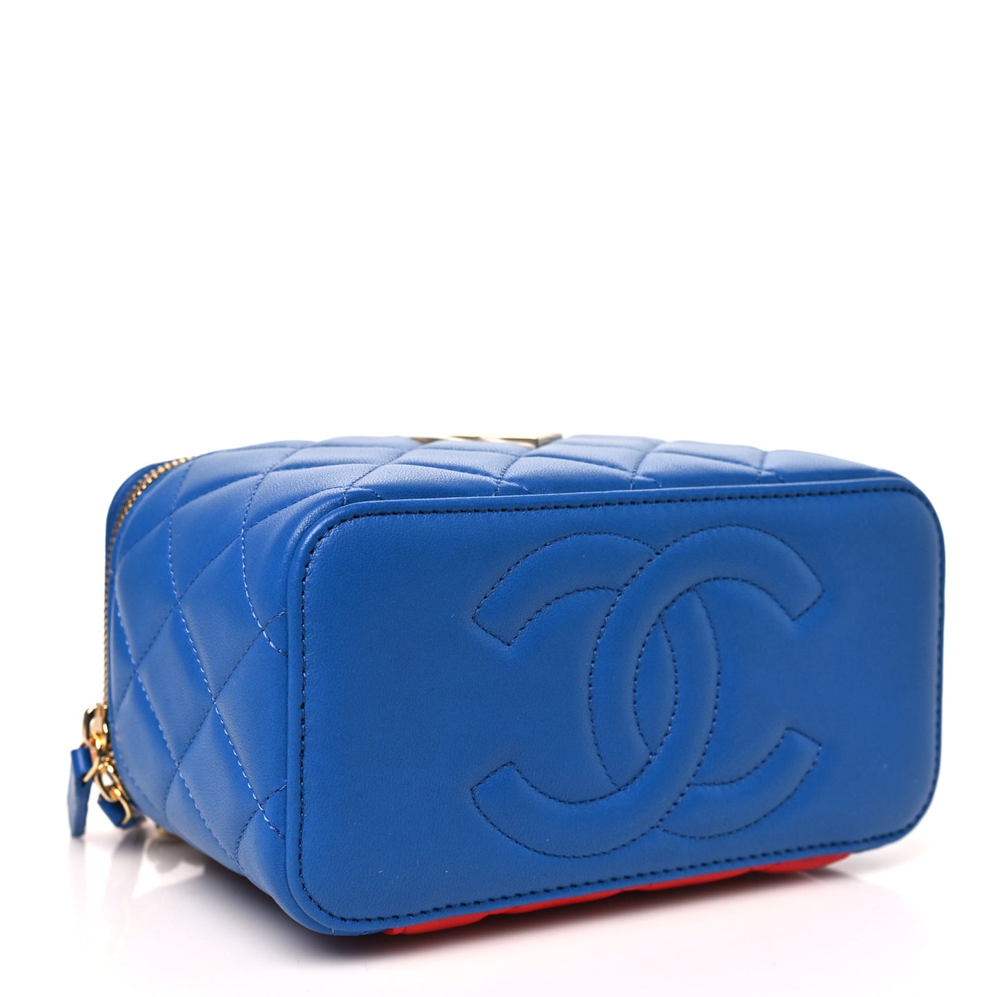 Lambskin Quilted Superman Top Handle Vanity  Blue Red Yellow