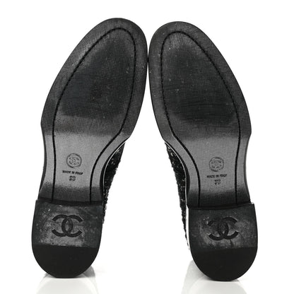 Chanel Tweed Calfskin Patent CC Lace Up Boots 38 Black White 5 of 8
