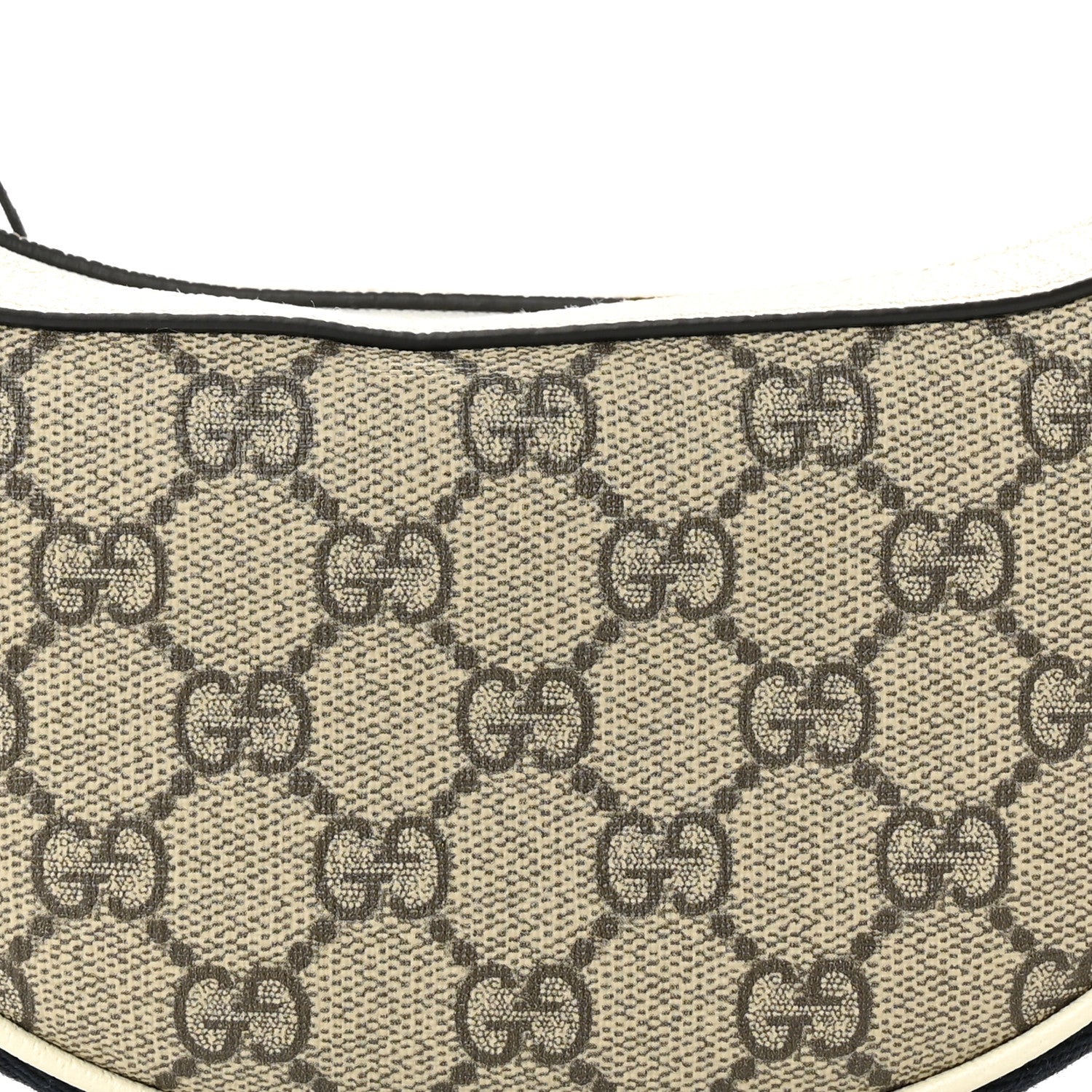Gucci GG Supreme Monogram Textured Dollar Calfskin Web Mini Ophidia Half Moon Hobo Beige Ebony Mystic White 8 of 10