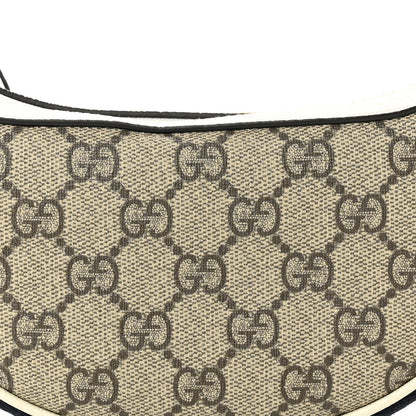 Gucci GG Supreme Monogram Textured Dollar Calfskin Web Mini Ophidia Half Moon Hobo Beige Ebony Mystic White 8 of 10