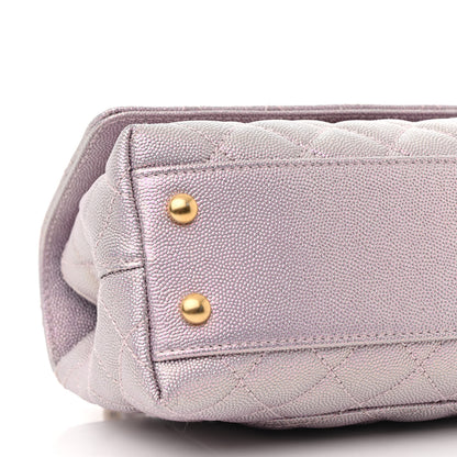 Chanel Metallic Caviar Quilted Mini Coco Handle Flap Light Pink 9 of 13