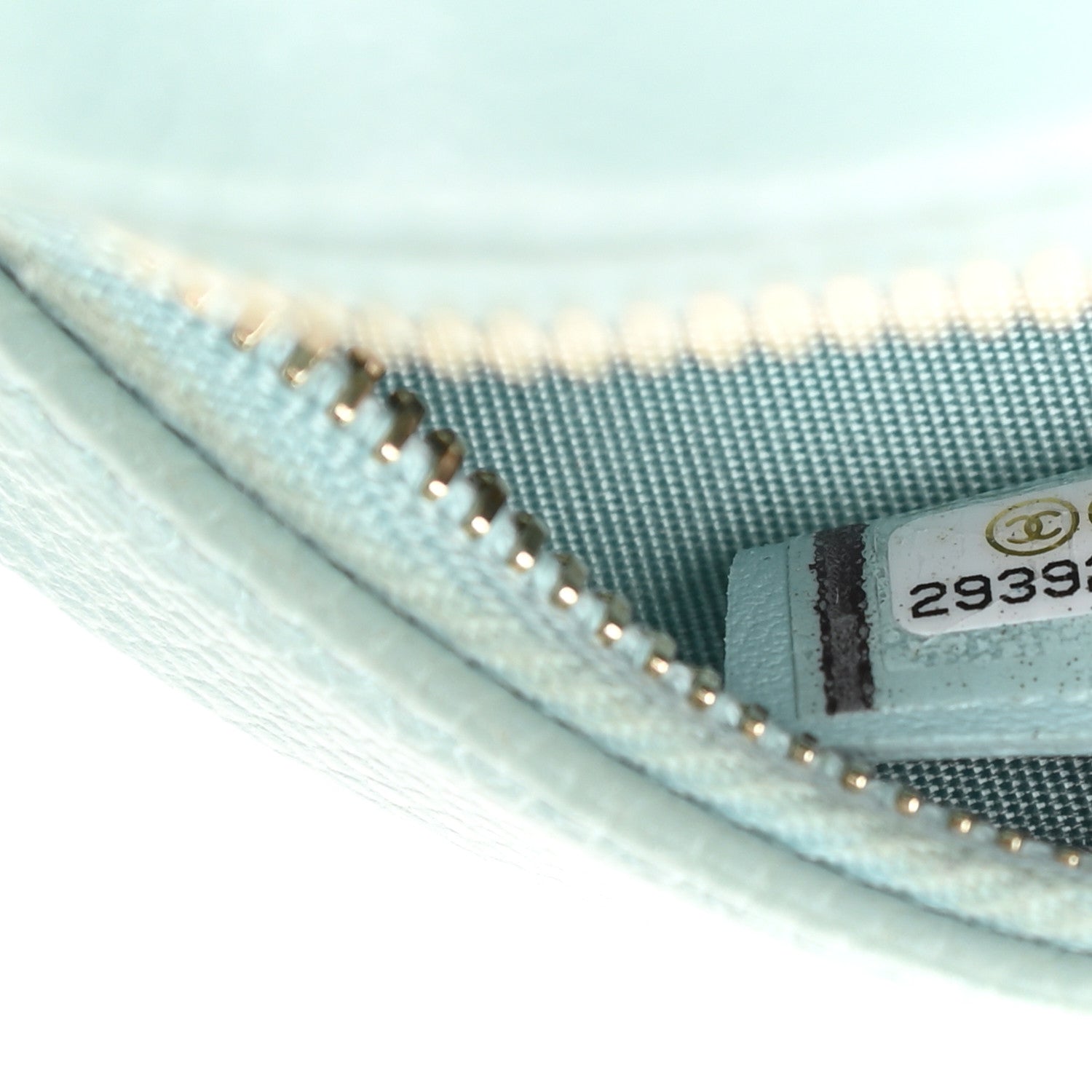 Chanel Caviar Camellia Embossed Round Clutch With Chain Light Blue 7 of 11