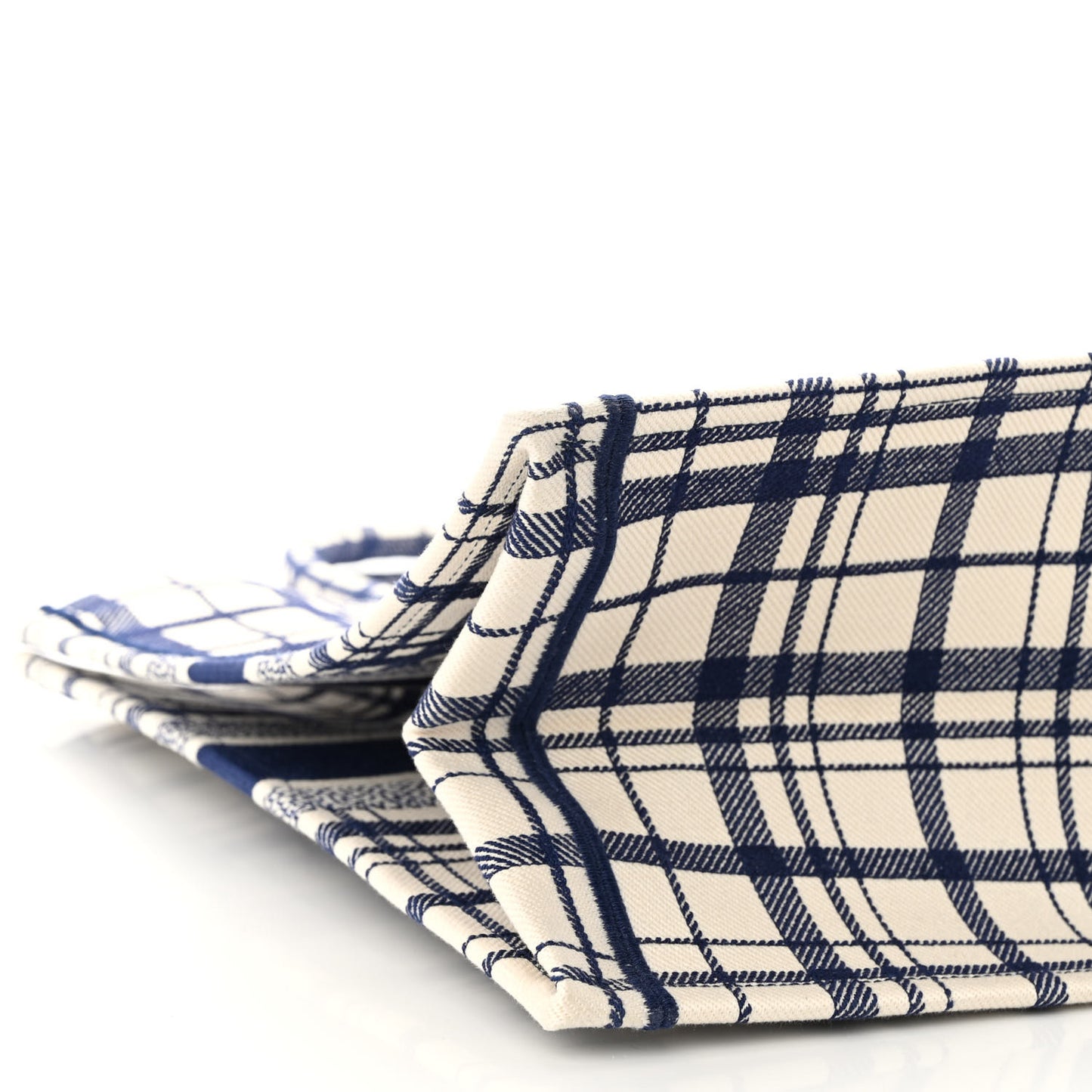 Canvas Embroidered Medium Check'n'Dior Book Tote Blue White