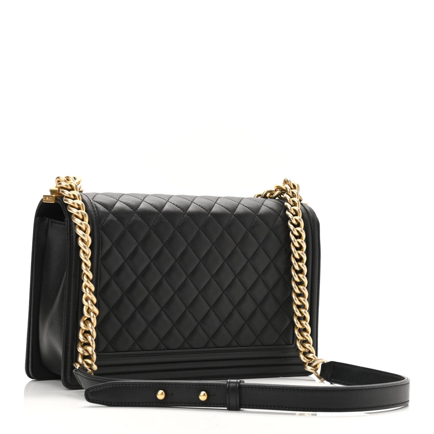 Calfskin Quilted New Medium Boy Flap Black
