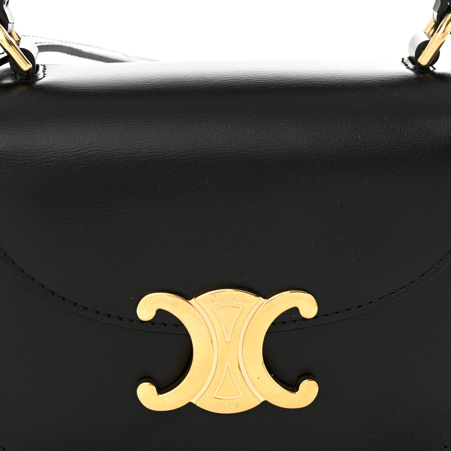 Celine Shiny Calfskin Triomphe Mini Besace Clea Black 9 of 11