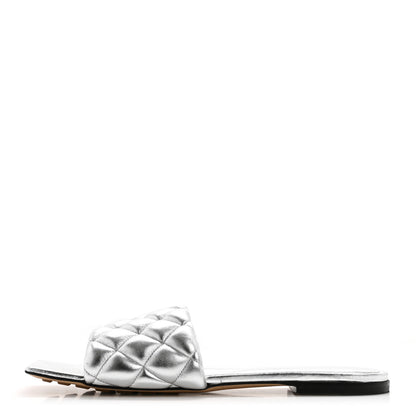 Bottega Veneta Reflection Matelasse Padded Flat Sandals 40 Silver 1 of 10
