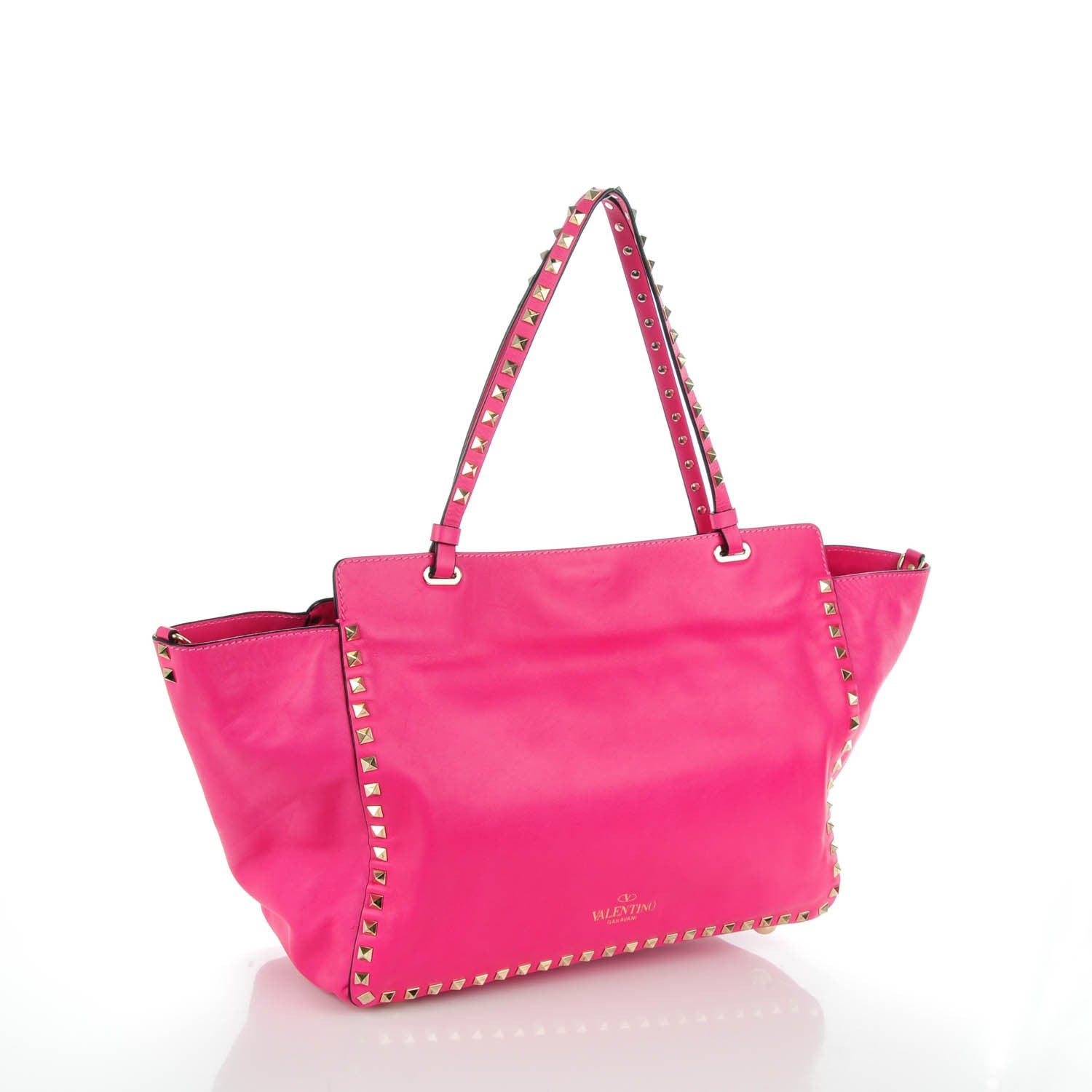 Valentino Garavani Vitello Medium Rockstud Tote Pop Fuxia 3 of 7