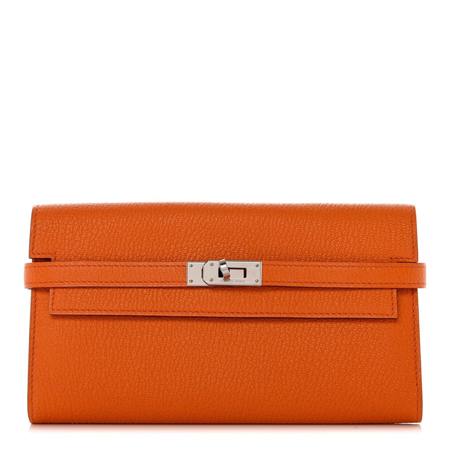 Hermes Chevre Mysore Kelly Longue Wallet Orange 1 of 10