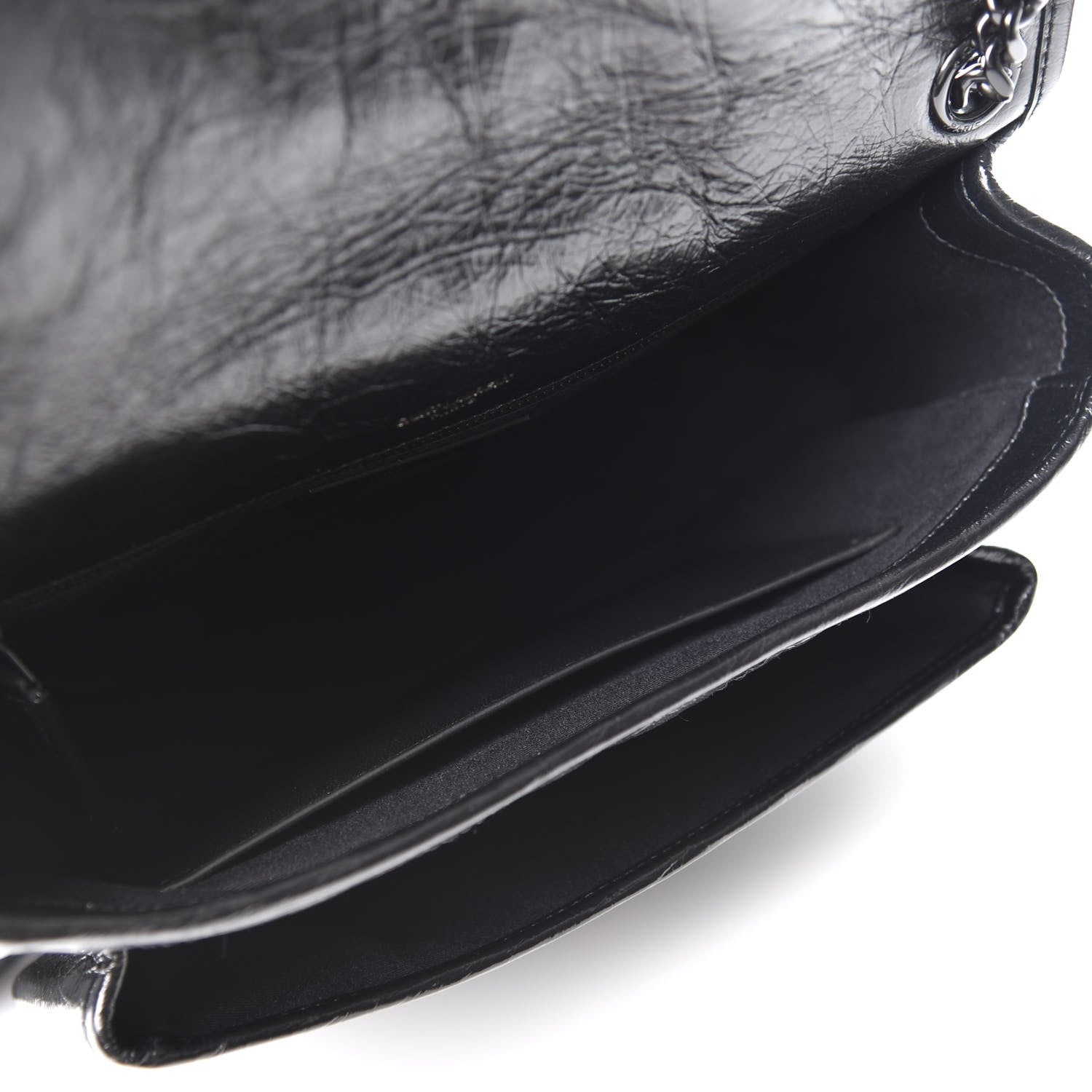 Saint Laurent Crinkled Calfskin Matelasse Monogram Medium Niki Chain Satchel Black 4 of 10