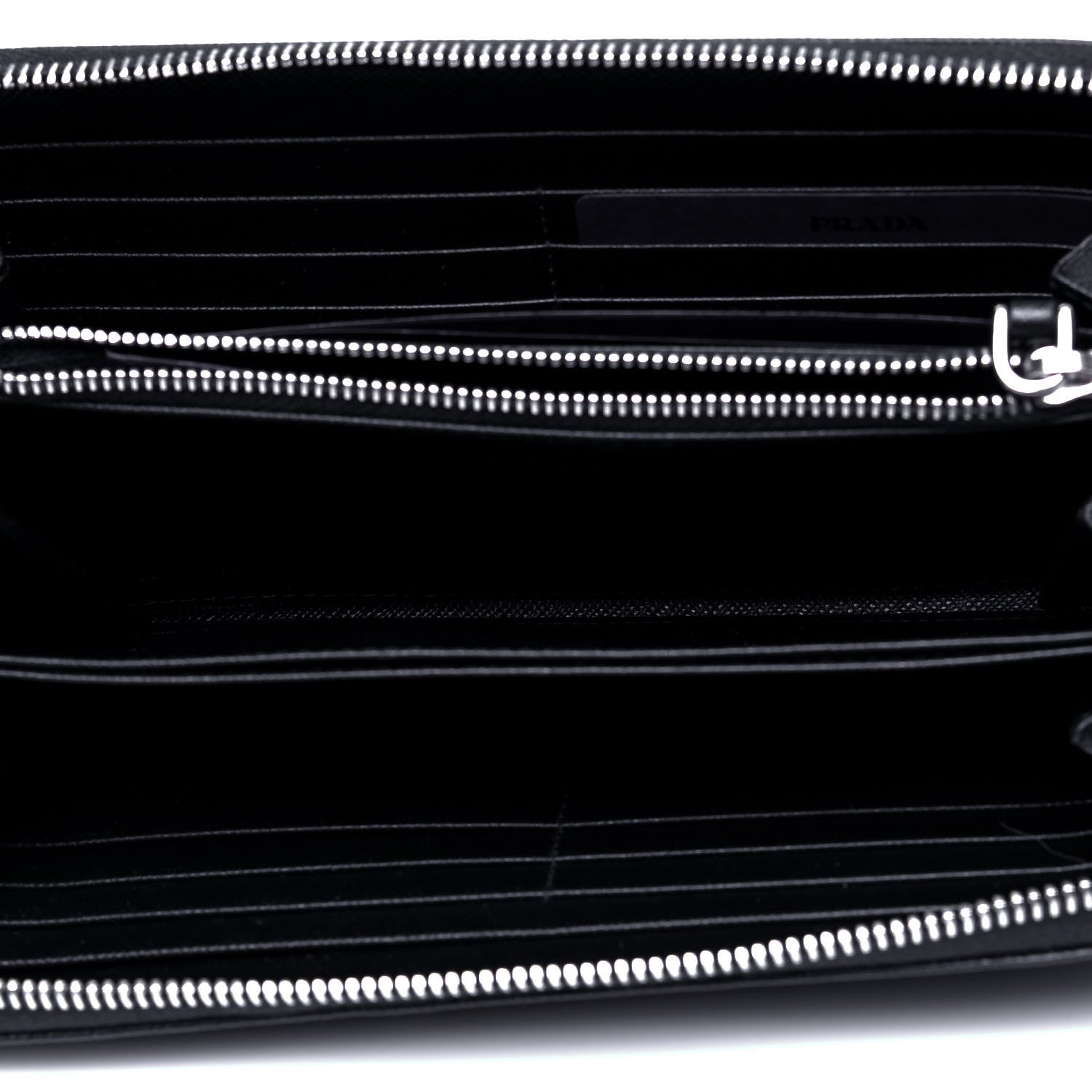 Prada Saffiano Zip Around Wallet Black 3 of 7