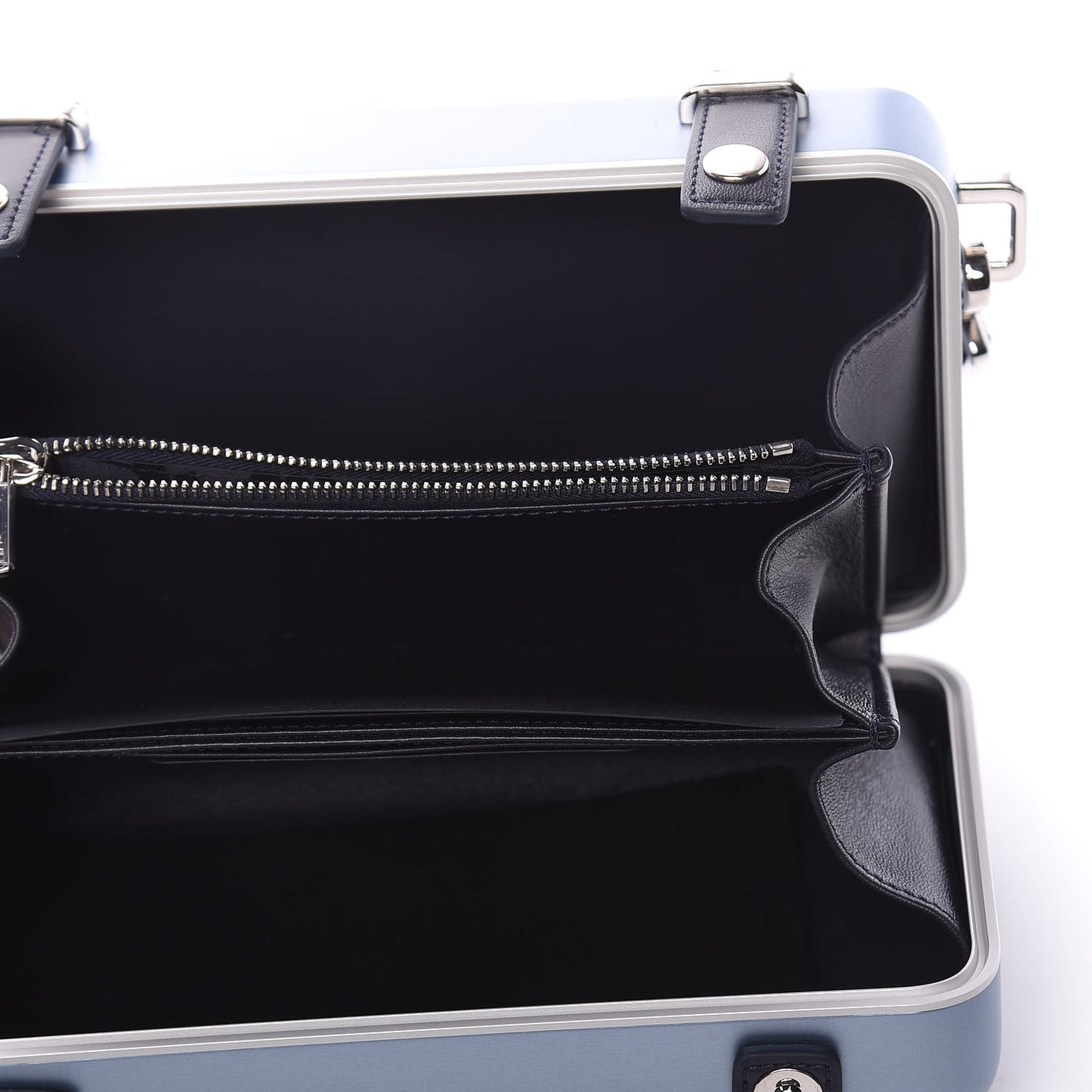 X RIMOWA Aluminum Personal Clutch On Strap Bleu
