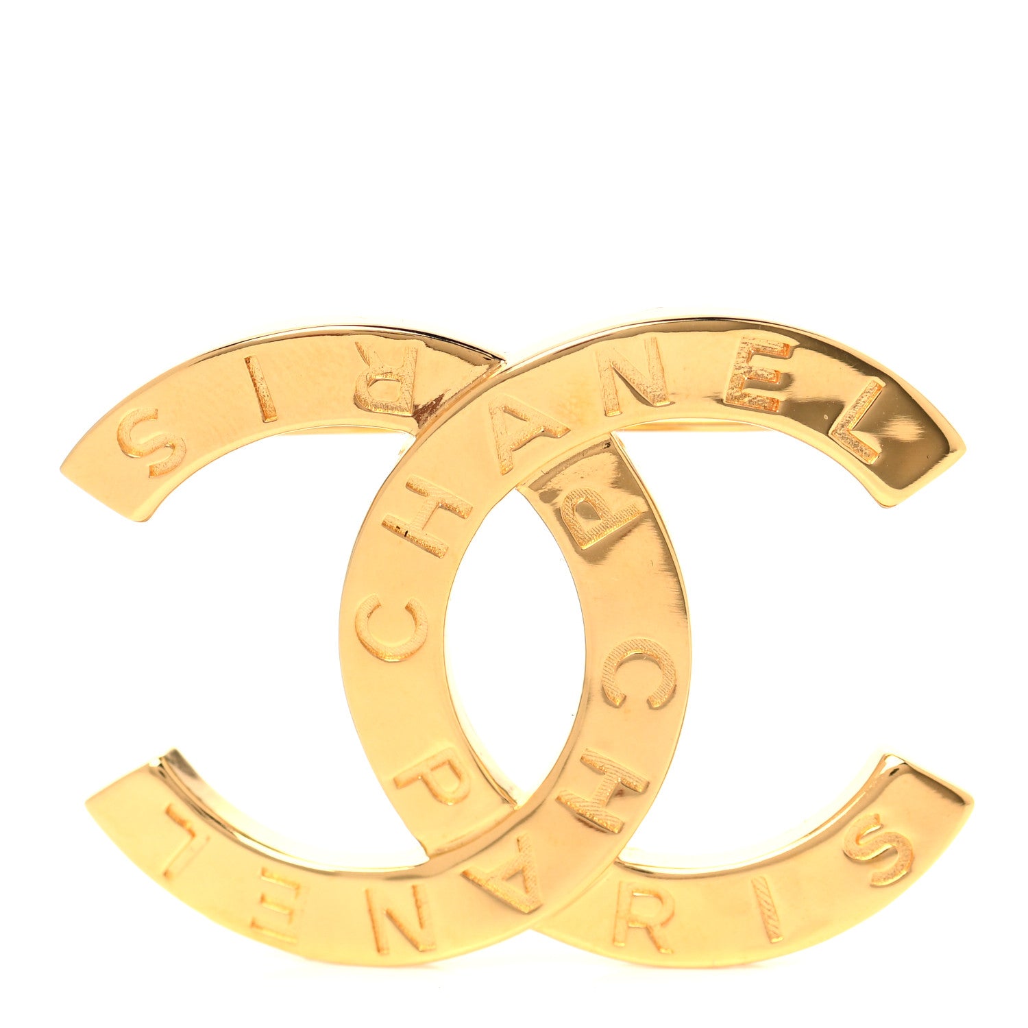 Chanel Metal Paris Button CC Large Brooch Gold 1 of 5