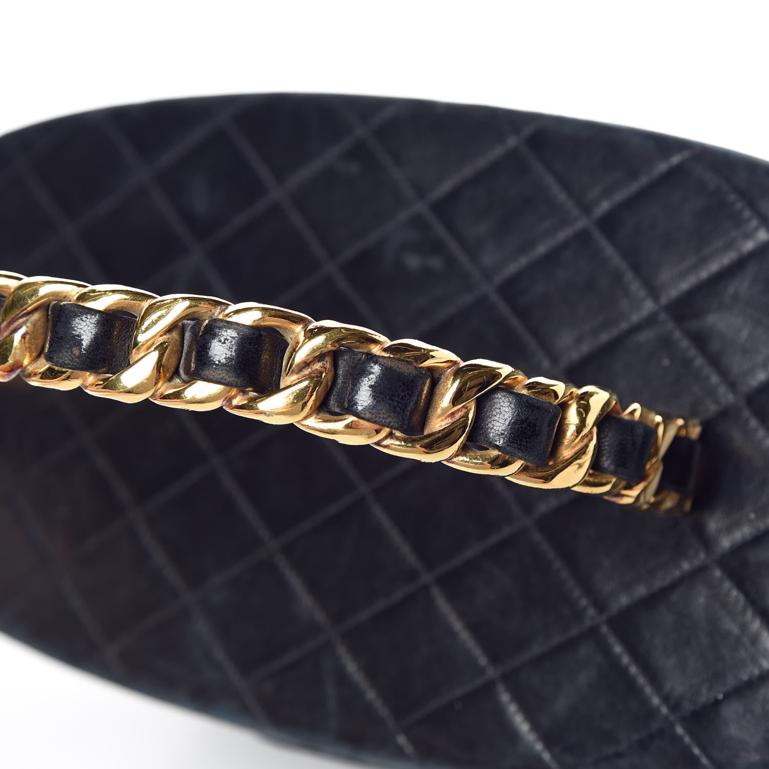 Chanel Lambskin Quilted Oval Vanity Train Case Navy 17 of 22