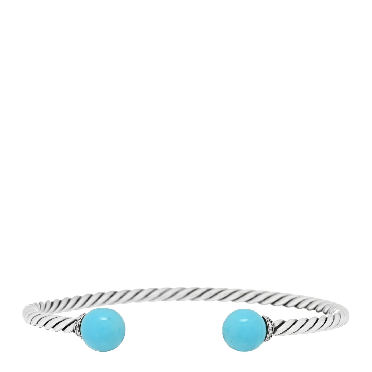 Sterling Silver Diamond Turquoise 9mm Solari Bracelet