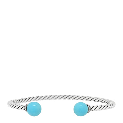 David Yurman Sterling Silver Diamond Turquoise 9mm Solari Bracelet 1 of 3