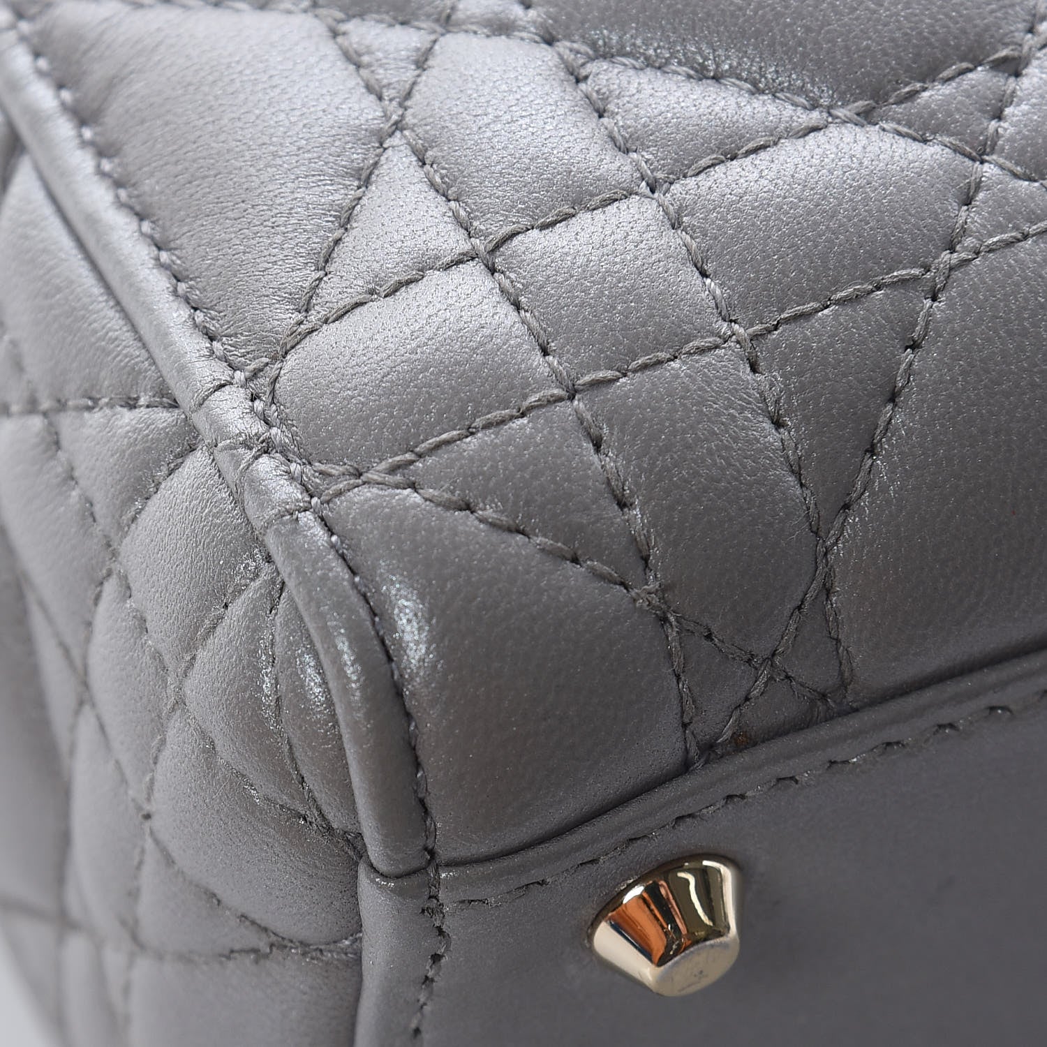 Christian Dior Metallic Lambskin Cannage Mini Lady Dior Grey 11 of 22
