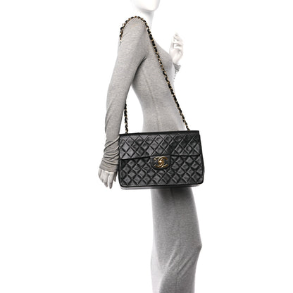 Chanel Lambskin Quilted XL Jumbo Single Flap Black 2 of 11