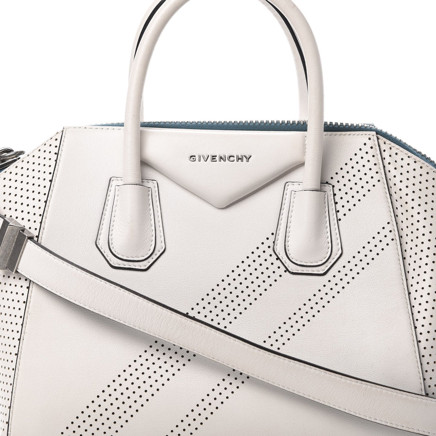 Lambskin Perforated Small Antigona White