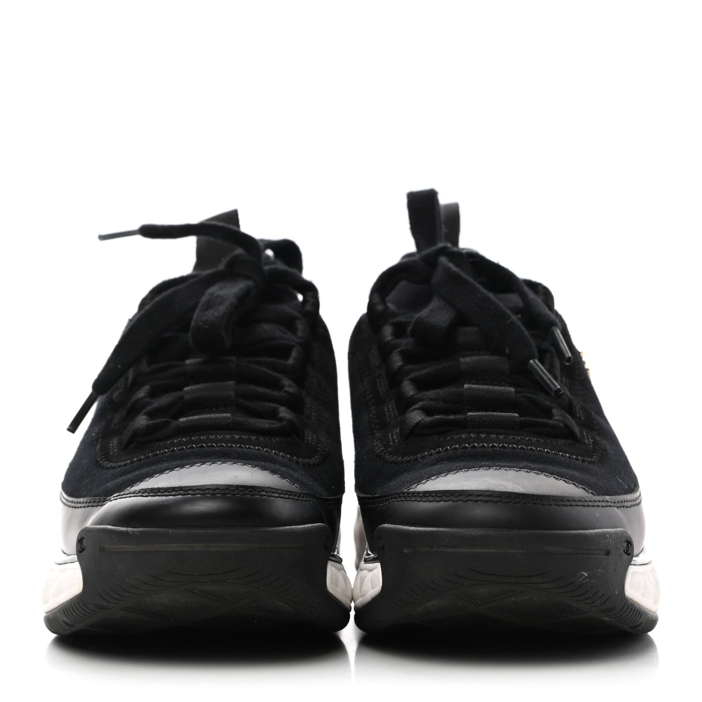 Velvet Calfskin Mixed Fibers CC Sneakers 35 Black