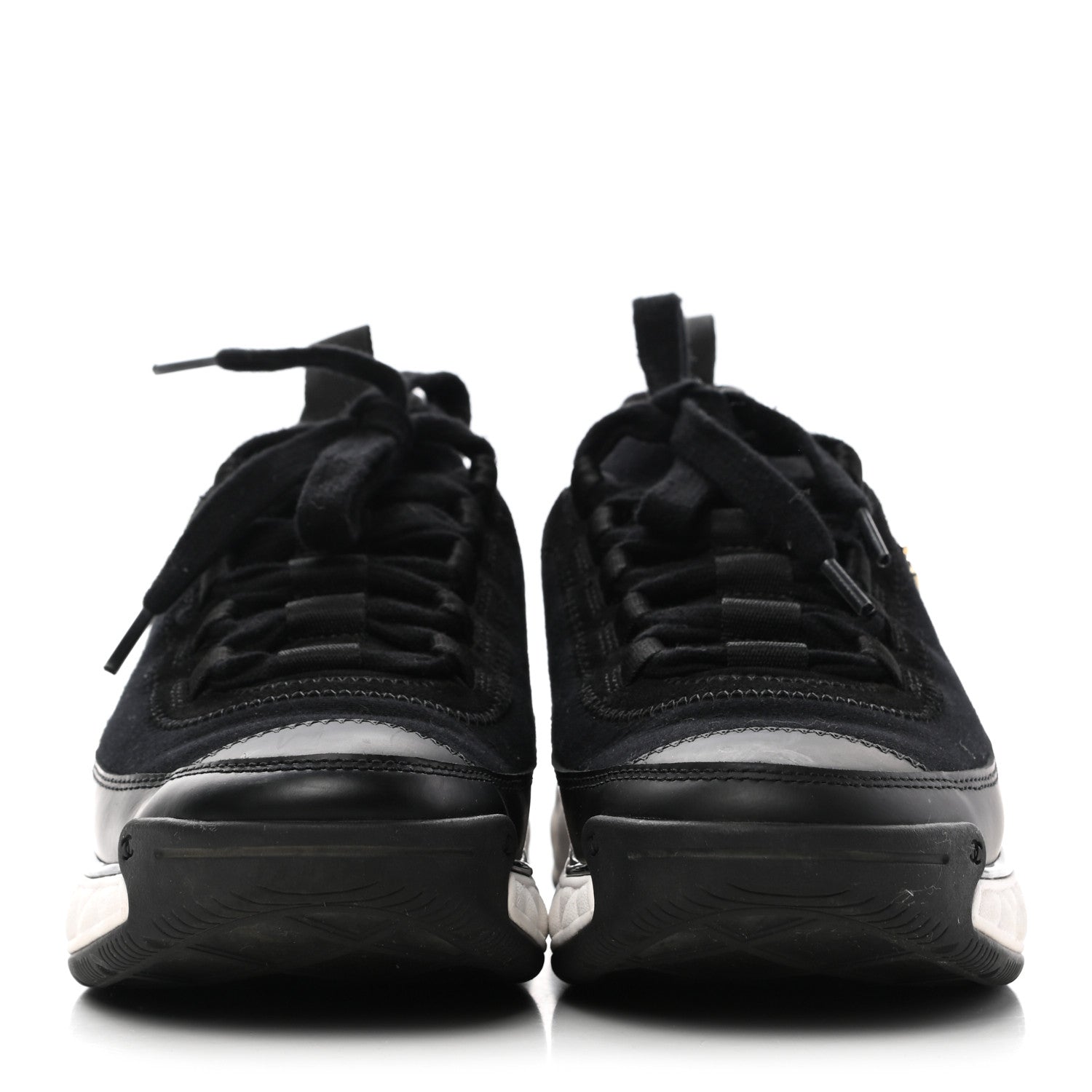 Chanel Velvet Calfskin Mixed Fibers CC Sneakers 35 Black 2 of 8