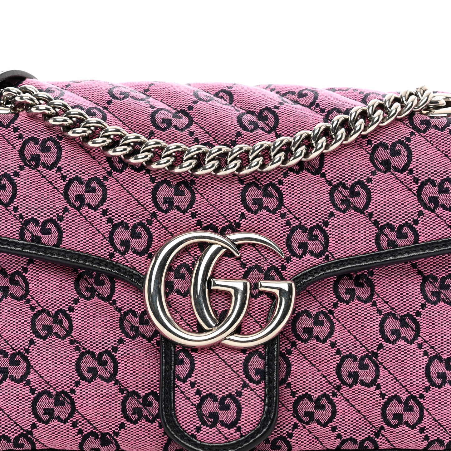 Monogram Multicolor Matelasse Diagonal Small GG Marmont Shoulder Bag Pink Blue