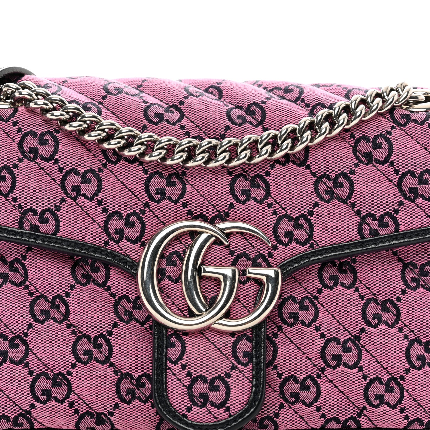 Gucci Monogram Multicolor Matelasse Diagonal Small GG Marmont Shoulder Bag Pink Blue 5 of 10