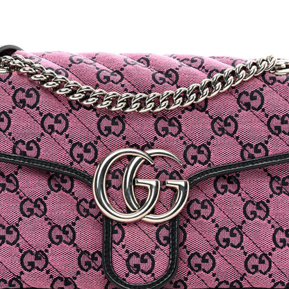Gucci Monogram Multicolor Matelasse Diagonal Small GG Marmont Shoulder Bag Pink Blue 5 of 10