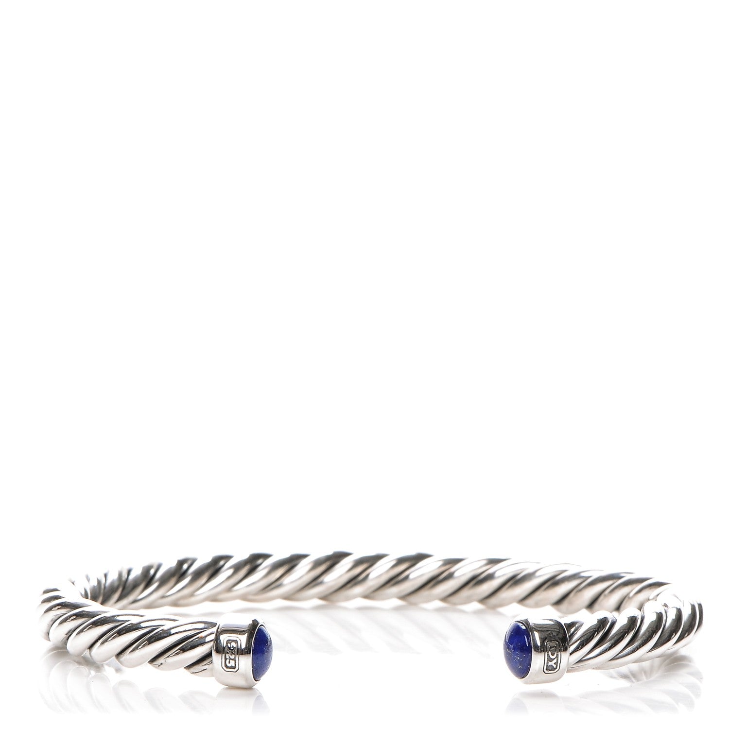 David Yurman Sterling Silver Lapis Lazuli 6mm Cable Classic Cuff Bracelet 1 of 5