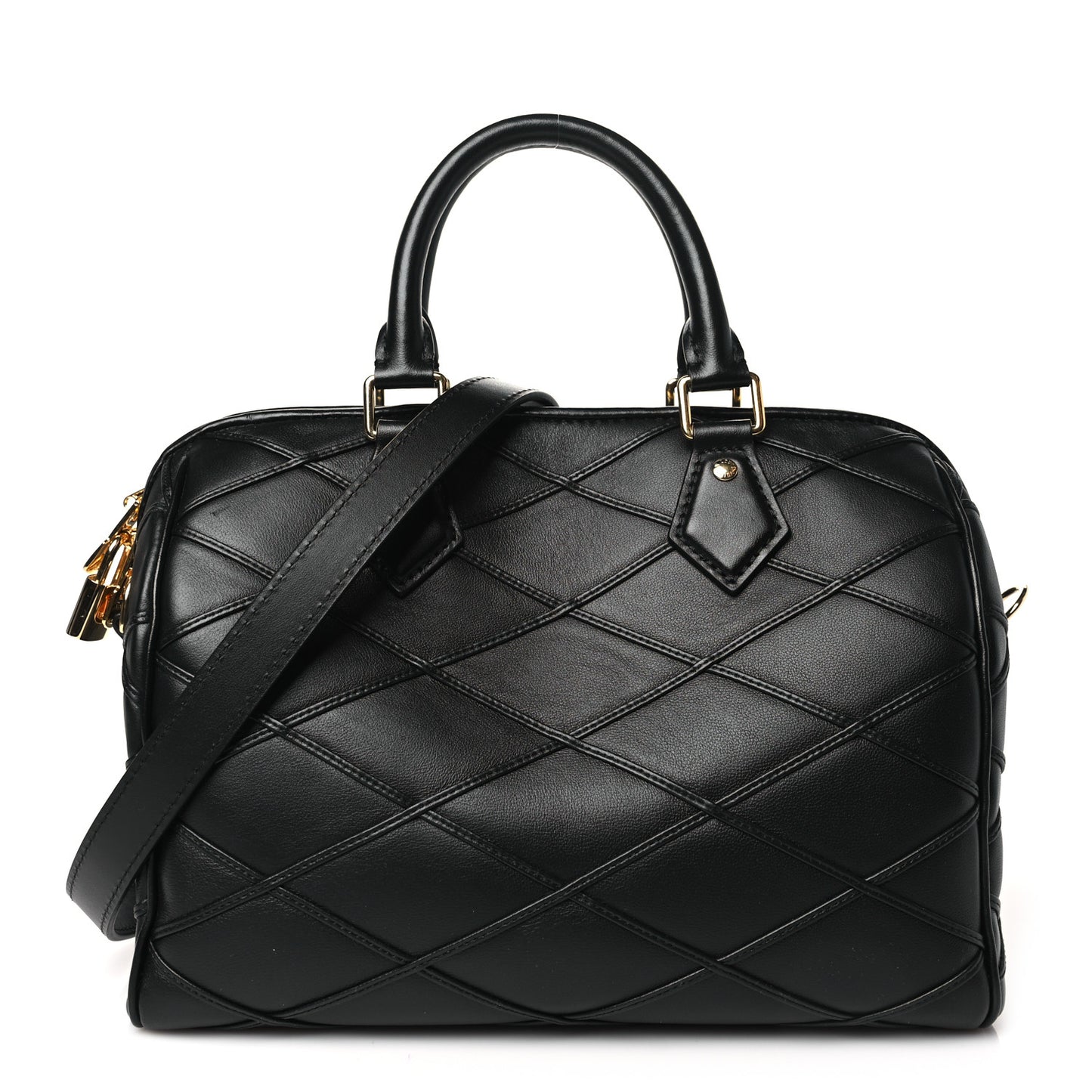 Lambskin Malletage Speedy Bandouliere 25 Black