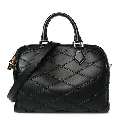Louis Vuitton Lambskin Malletage Speedy Bandouliere 25 Black 1 of 9
