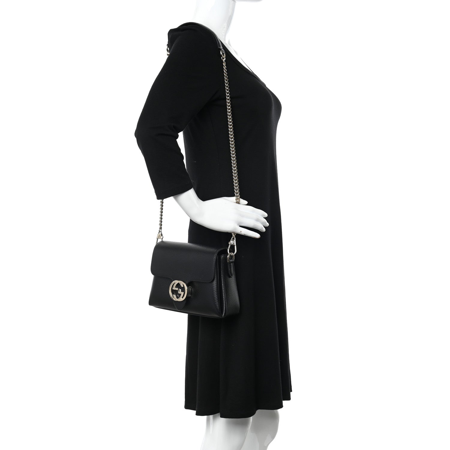 Gucci Dollar Calfskin Interlocking G Crossbody Bag Black 2 of 11