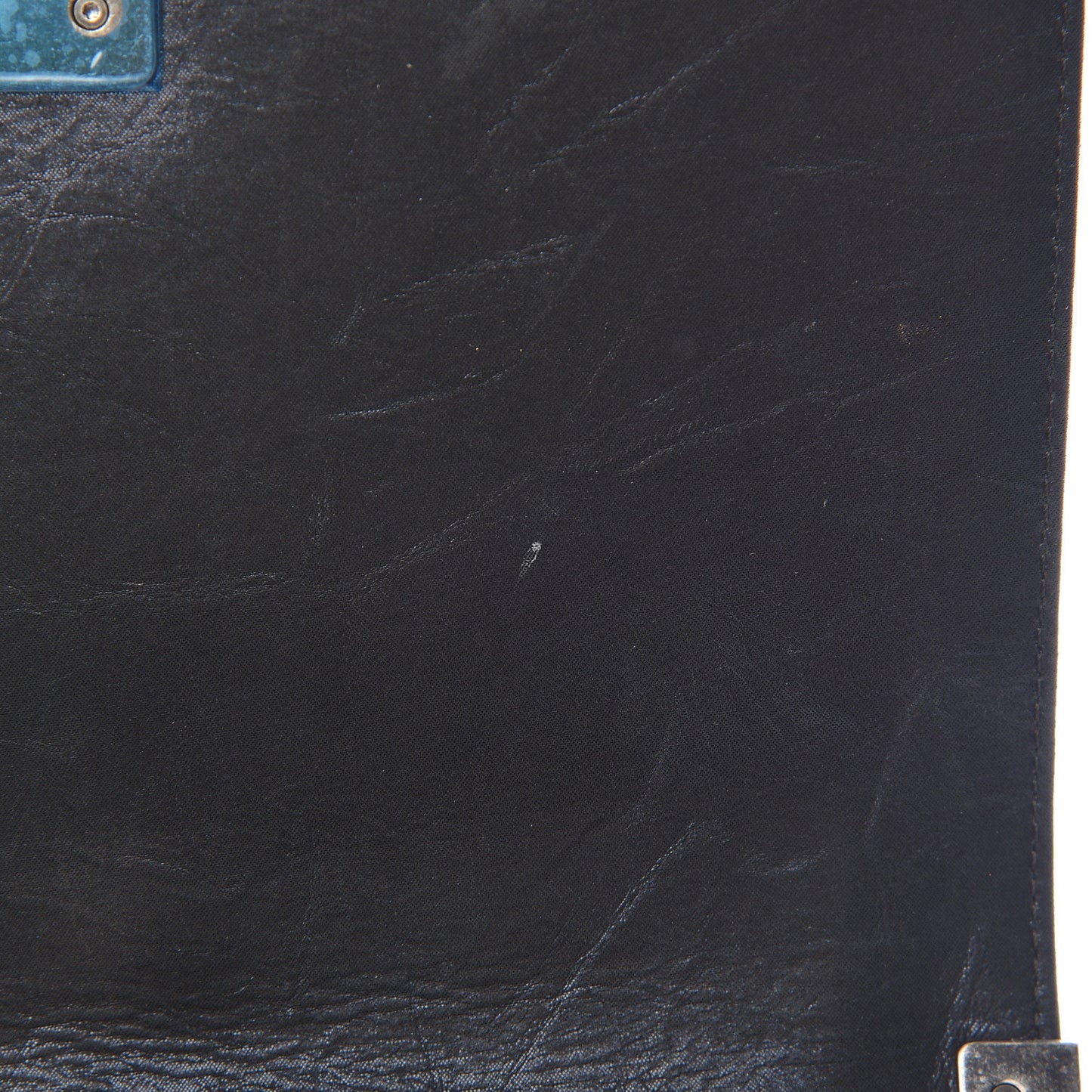 Iridescent Calfskin Embellished Double Stitch Medium Boy Flap Black