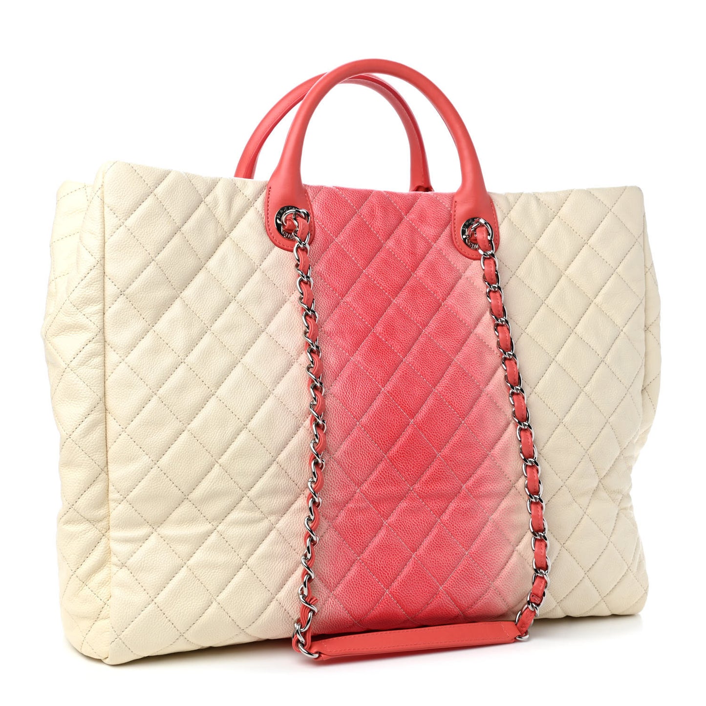 Caviar Ombre Large Shopping Tote White Rose